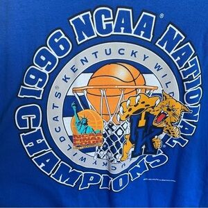 Vintage Tee Shirt Kentucky Wildcats 1996 Basketball Championship Blue Size Large